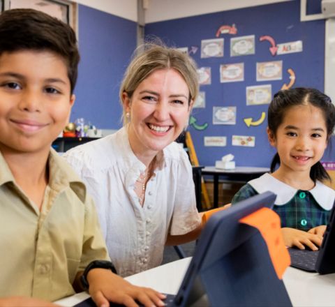 teacher with children