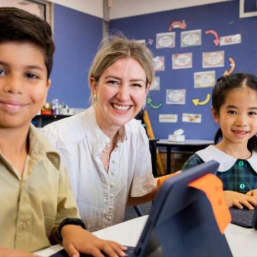 teacher with children